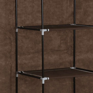 vidaXL Wardrobe with Compartments and Rods Brown 150x45x175cm Fabric