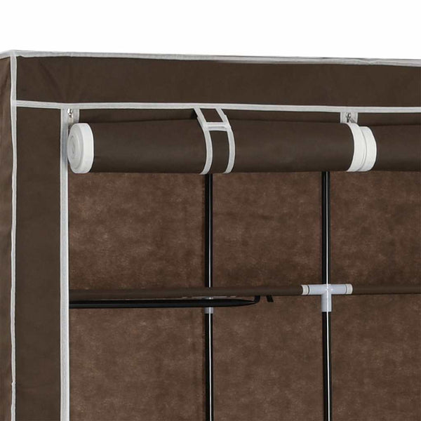 vidaXL Wardrobe with Compartments and Rods Brown 150x45x175cm Fabric
