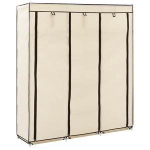vidaXL Wardrobe with Shelves and Rods Cream 150x45x175cm Fabric