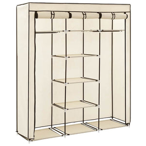 vidaXL Wardrobe with Shelves and Rods Cream 150x45x175cm Fabric