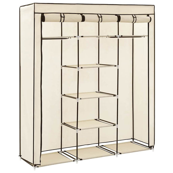 vidaXL Wardrobe with Shelves and Rods Cream 150x45x175cm Fabric