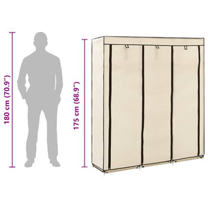 vidaXL Wardrobe with Shelves and Rods Cream 150x45x175cm Fabric
