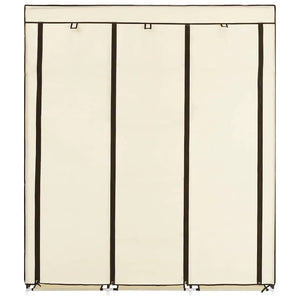 vidaXL Wardrobe with Shelves and Rods Cream 150x45x175cm Fabric