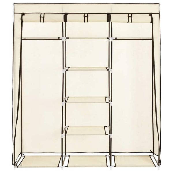 vidaXL Wardrobe with Shelves and Rods Cream 150x45x175cm Fabric