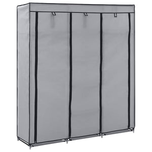 vidaXL Wardrobe with Shelves and Rods Grey 150x45x175 cm Fabric