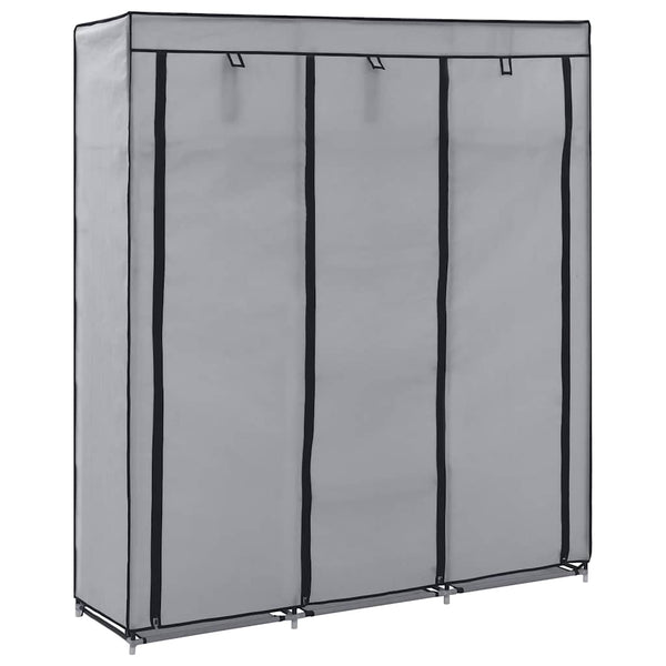 vidaXL Wardrobe with Shelves and Rods Grey 150x45x175 cm Fabric