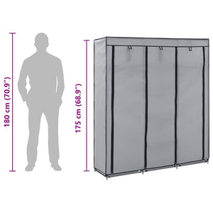 vidaXL Wardrobe with Shelves and Rods Grey 150x45x175 cm Fabric