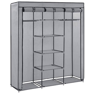 vidaXL Wardrobe with Shelves and Rods Grey 150x45x175 cm Fabric