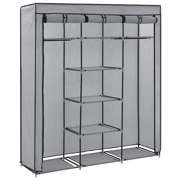 vidaXL Wardrobe with Shelves and Rods Grey 150x45x175 cm Fabric