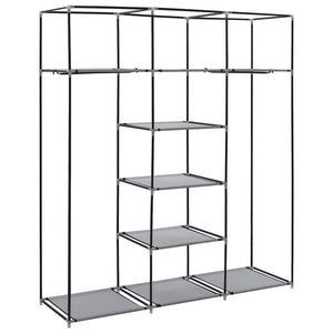 vidaXL Wardrobe with Shelves and Rods Grey 150x45x175 cm Fabric