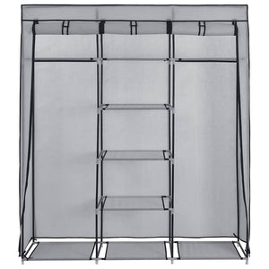 vidaXL Wardrobe with Shelves and Rods Grey 150x45x175 cm Fabric