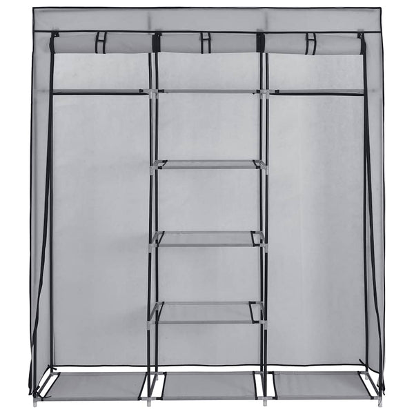 vidaXL Wardrobe with Shelves and Rods Grey 150x45x175 cm Fabric