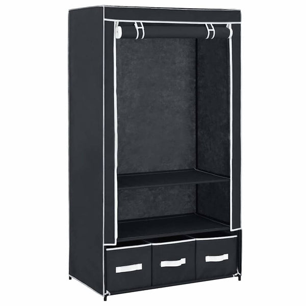vidaXL Wardrobe Black 87 x 49 x 159 cm Fabric