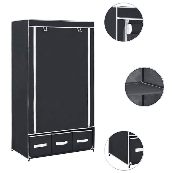 vidaXL Wardrobe Black 87 x 49 x 159 cm Fabric