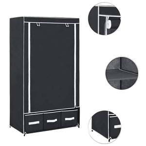 vidaXL Wardrobe Black 87 x 49 x 159 cm Fabric