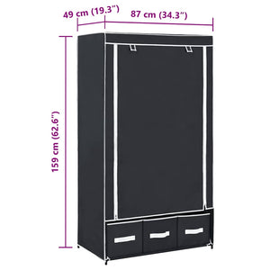 vidaXL Wardrobe Black 87 x 49 x 159 cm Fabric