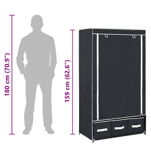 vidaXL Wardrobe Black 87 x 49 x 159 cm Fabric