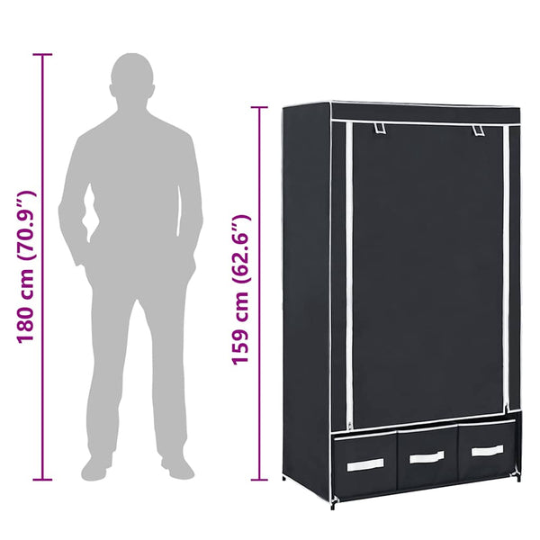 vidaXL Wardrobe Black 87 x 49 x 159 cm Fabric