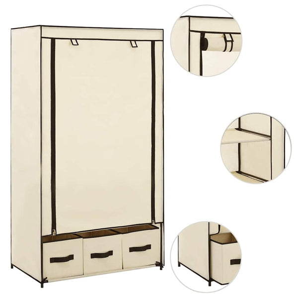 vidaXL Wardrobe Cream 87 x 49 x 159 cm Fabric