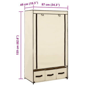 vidaXL Wardrobe Cream 87 x 49 x 159 cm Fabric