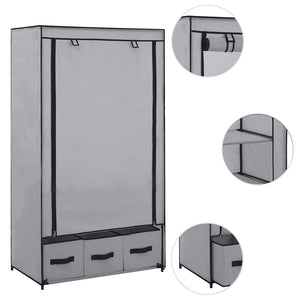 vidaXL Fabric Wardrobe Grey 87 x 49 x 159 cm