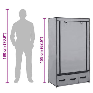 vidaXL Fabric Wardrobe Grey 87 x 49 x 159 cm