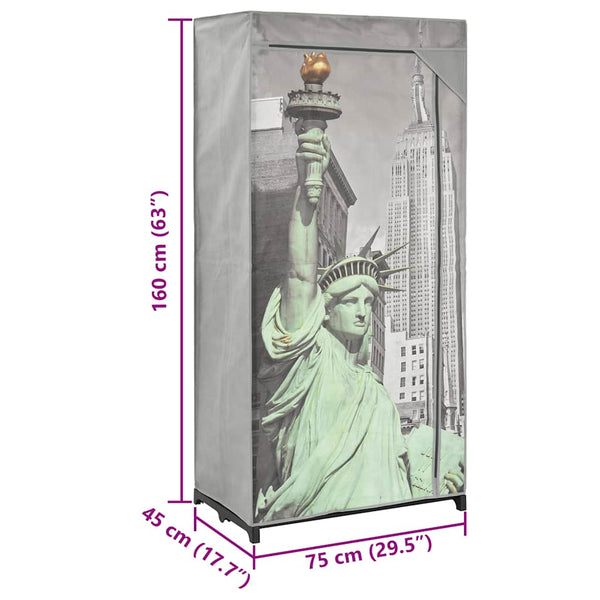 vidaXL Clothes Wardrobe 75x45x160 cm New York Fabric