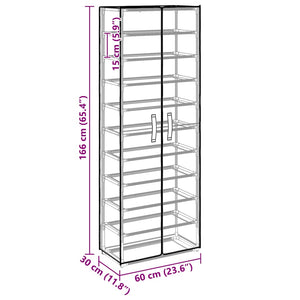 vidaXL Shoe Cabinet Black 60x30x166 cm Fabric