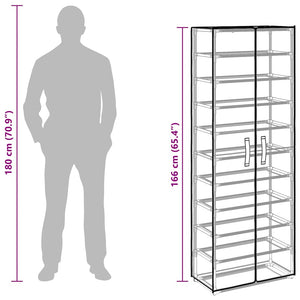vidaXL Shoe Cabinet Black 60x30x166 cm Fabric