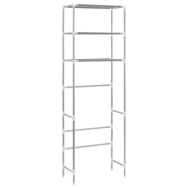 vidaXL Toilet Shelf with 3 Shelves Silver 53x28x169 cm