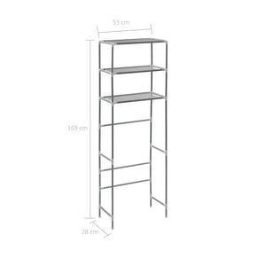 vidaXL Toilet Shelf with 3 Shelves Silver 53x28x169 cm
