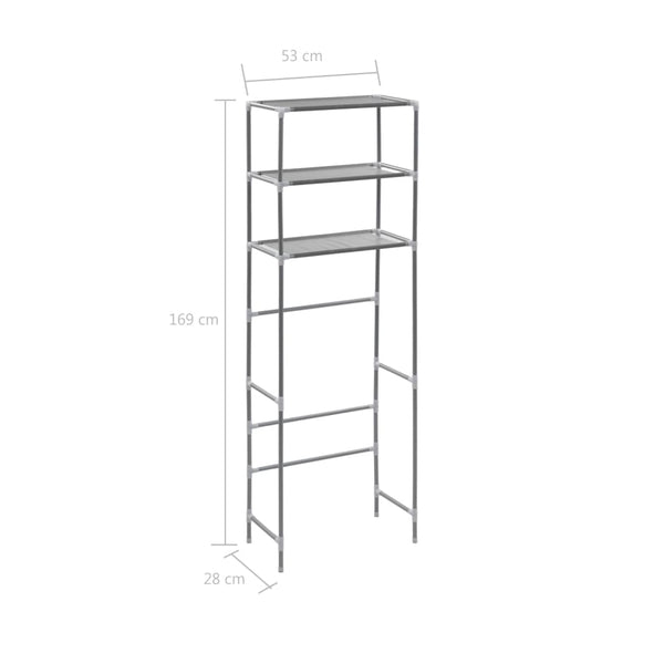 vidaXL Toilet Shelf with 3 Shelves Silver 53x28x169 cm