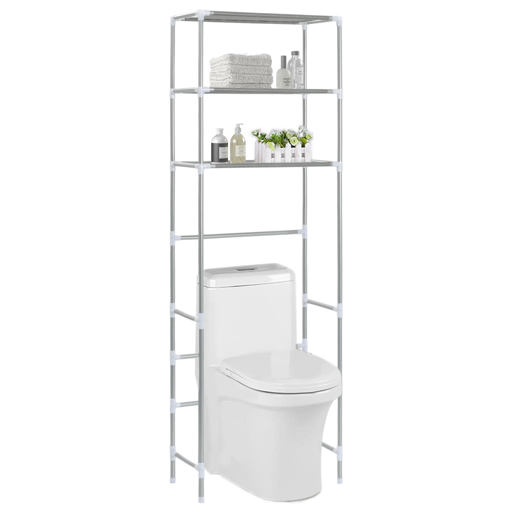 vidaXL Toilet Shelf with 3 Shelves Silver 53x28x169 cm