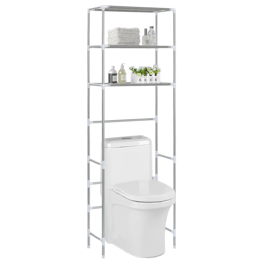 vidaXL Toilet Shelf with 3 Shelves Silver 53x28x169 cm