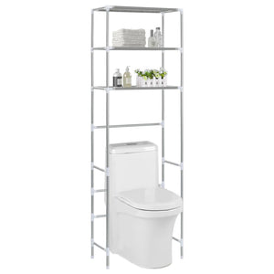 vidaXL Toilet Shelf with 3 Shelves Silver 53x28x169 cm