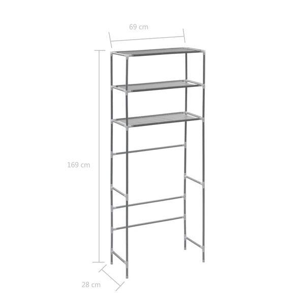 vidaXL Washing Machine Rack 3 Shelves Silver 69x28x169 cm