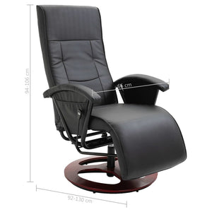 vidaXL Swivel TV Chair Black Faux Leather