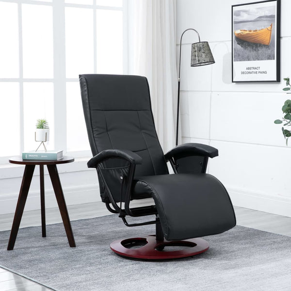 vidaXL Swivel TV Chair Black Faux Leather
