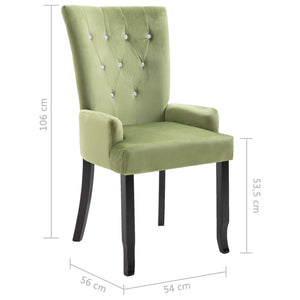 vidaXL Dining Chair with Armrests Light Green Velvet