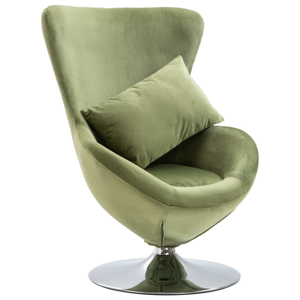 vidaXL Egg Swivel Chair with Cushion Light Green Velvet