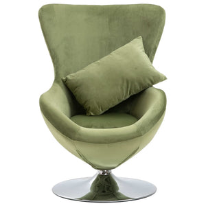 vidaXL Egg Swivel Chair with Cushion Light Green Velvet