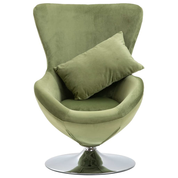 vidaXL Egg Swivel Chair with Cushion Light Green Velvet