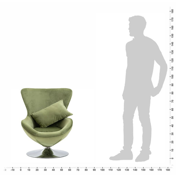 vidaXL Egg Swivel Chair with Cushion Light Green Velvet