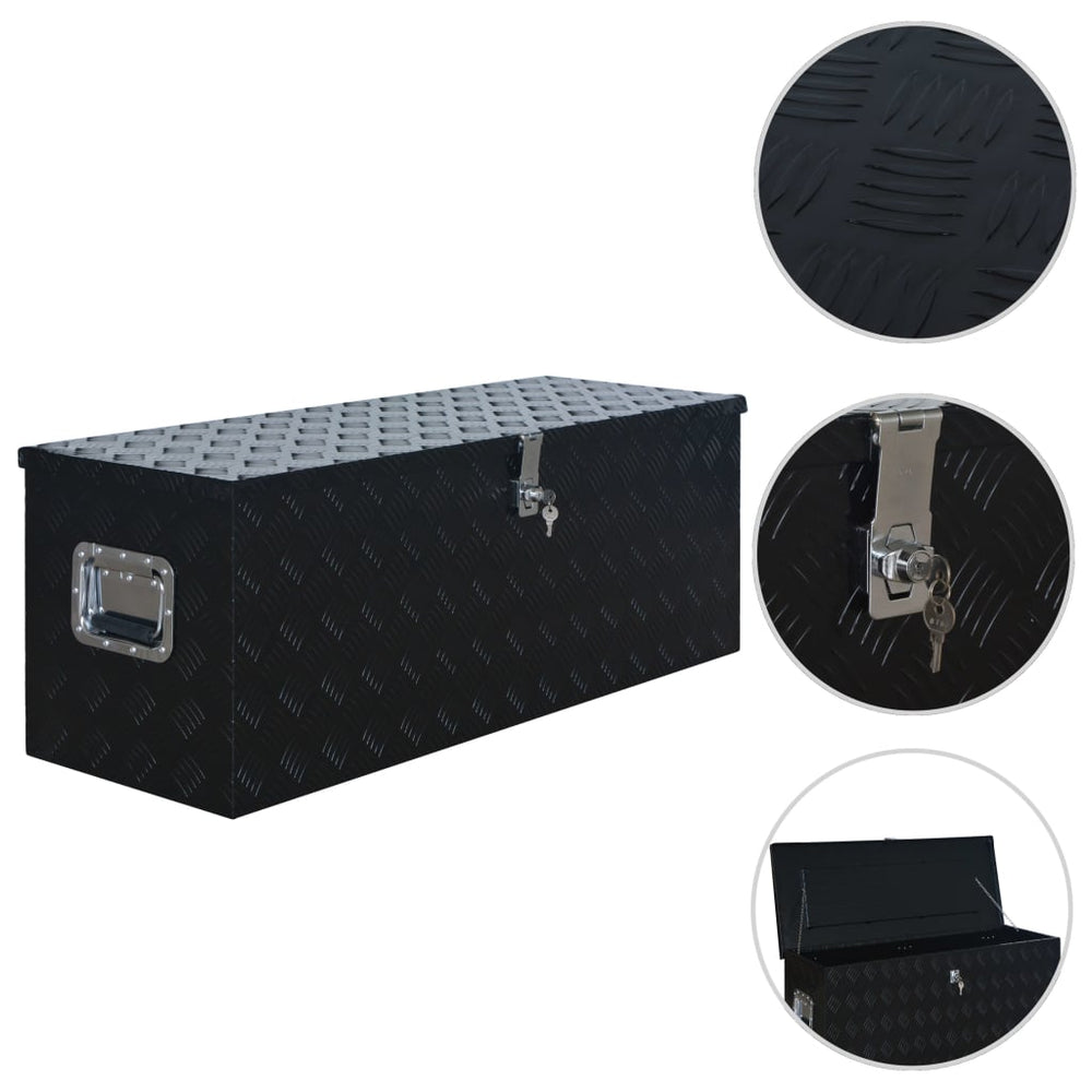 vidaXL Aluminum Storage Box 1085 x 370 x 400 mm Black