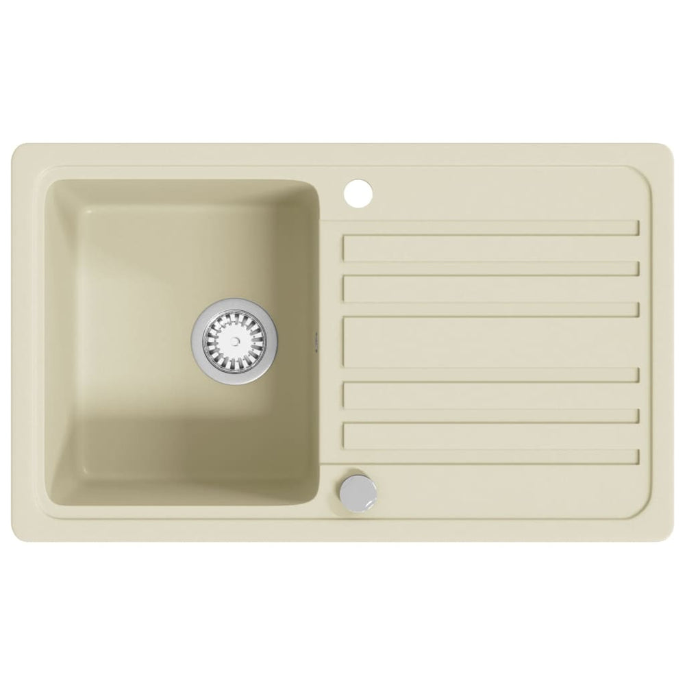vidaXL Granite Sink Single Bowl Beige
