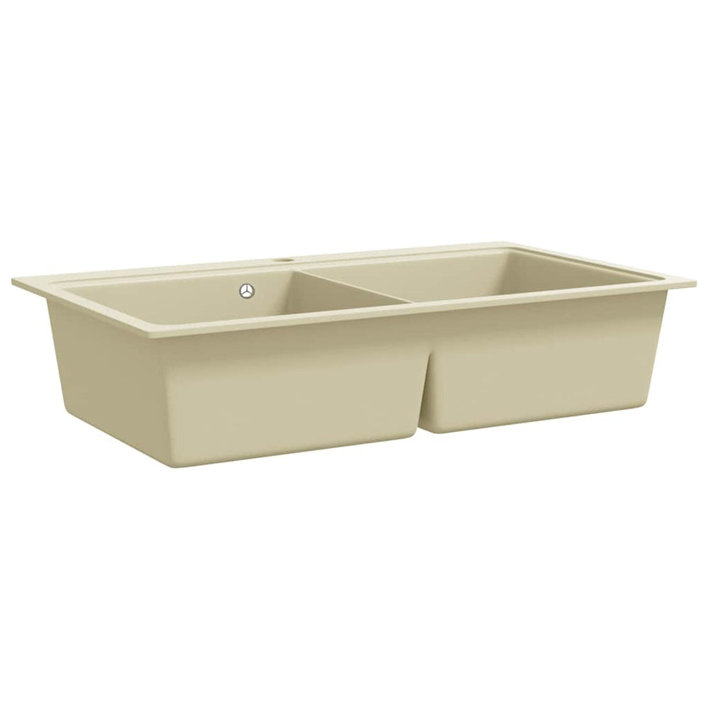 vidaXL Granite Sink Double Basin Beige