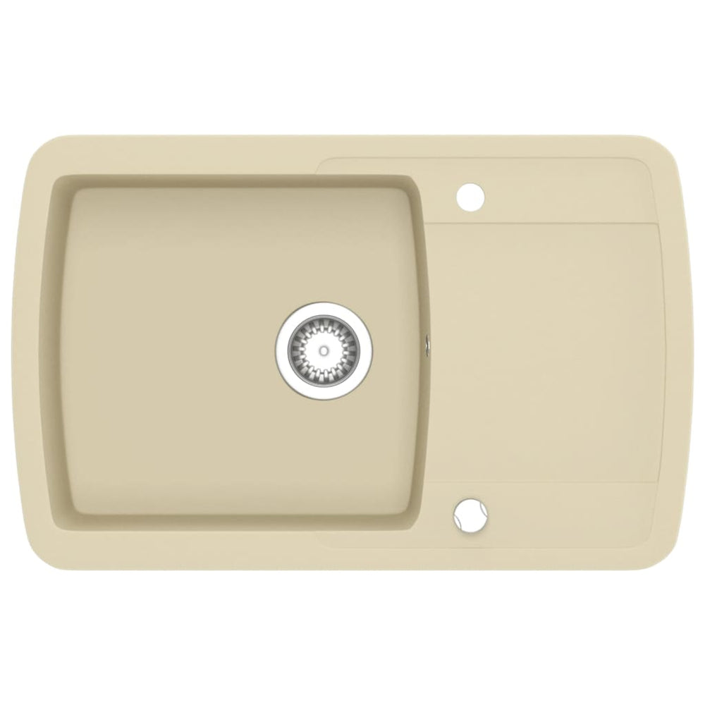 vidaXL Granite Sink Single Bowl Beige