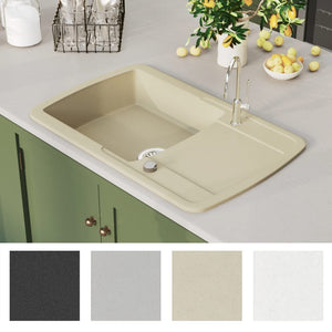 vidaXL Granite Sink Single Bowl Beige