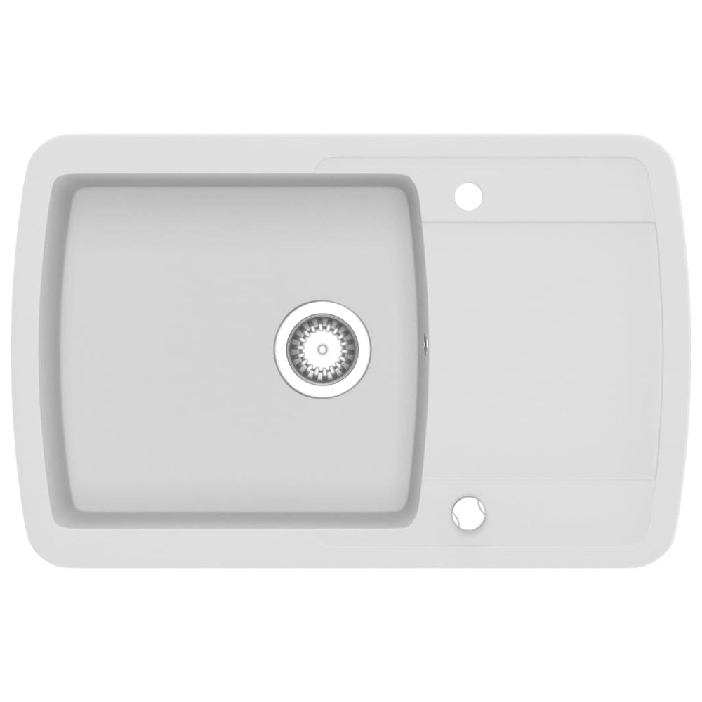 vidaXL Granite Sink Single Bowl White