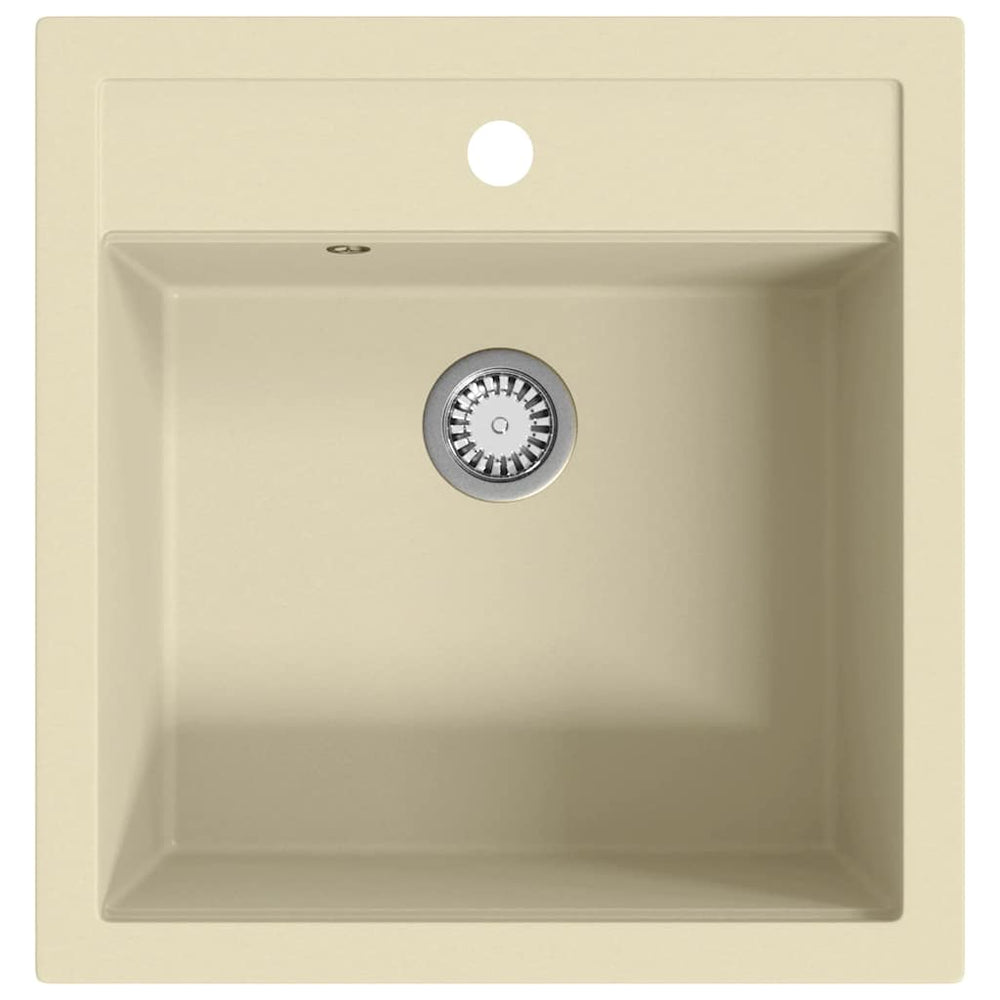 vidaXL Granite Sink Single Bowl Beige